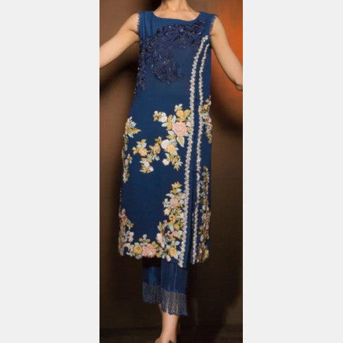 Pink Tulip Studio Pakistani Indian Designer Wear Indigo Black Outfit - Pink Tulip Studio Pakistani Indian Designer Wear Indigo Black Outfit -