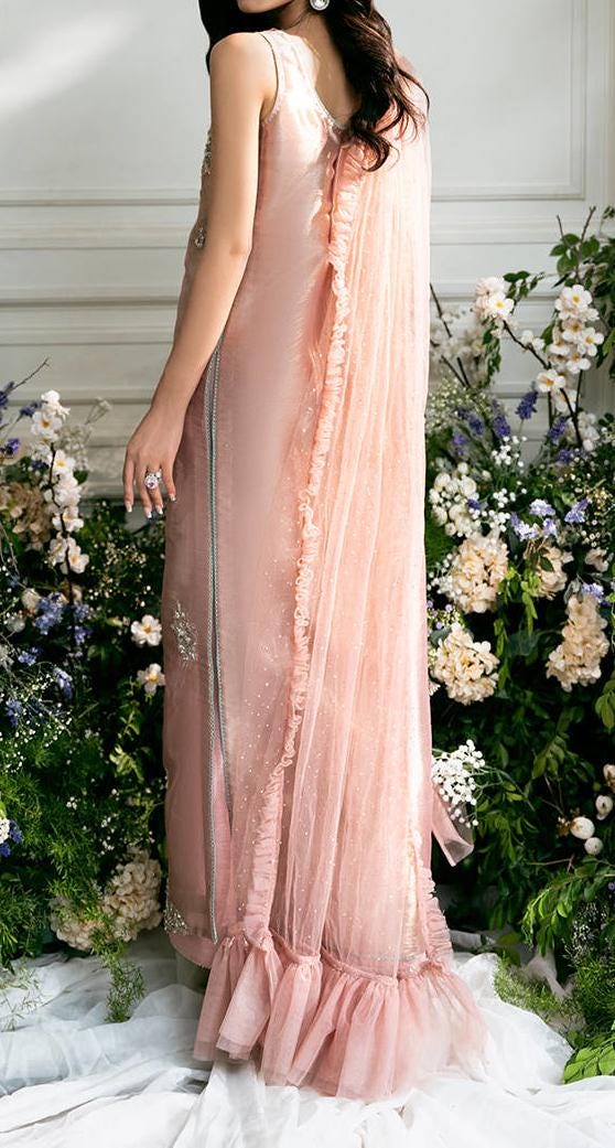 Blush Pink Embellished Formal Dress with Dupatta – 3-Piece Elegant Set by Pink Tulip PR-0332