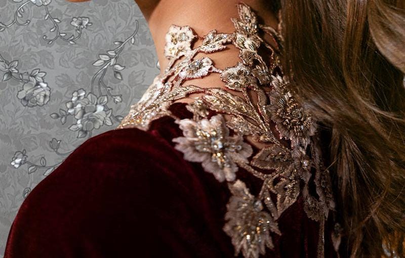 Crimson Velvet Cape Top with Embroidery | Festive Cape Outfit by Pink Tulip PR-0337